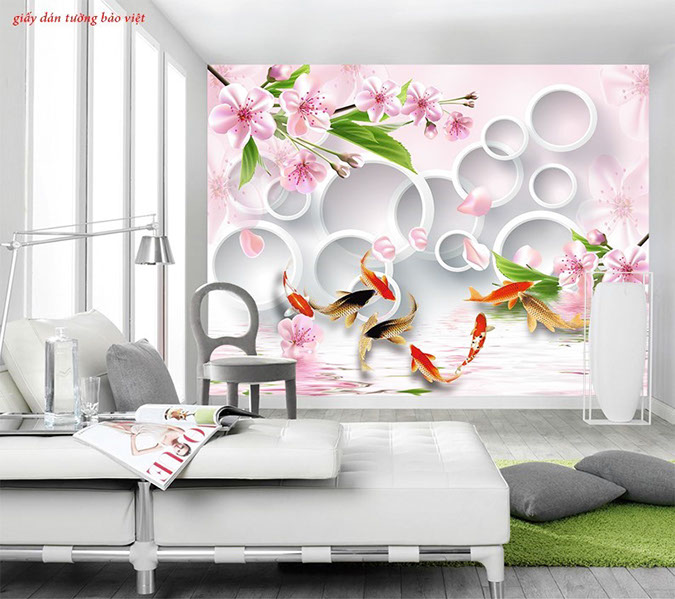 Giấy dán tường phòng ngủ màu hồng 3d-107 | Giấy dán tường Bảo Việt