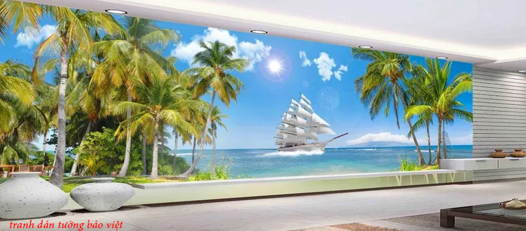 Tranh dán tường phong cảnh biển 3d