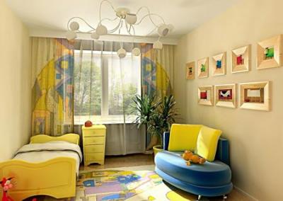 Sáng tạo với màu vàng giấy dán tường trong căn phòng bé
